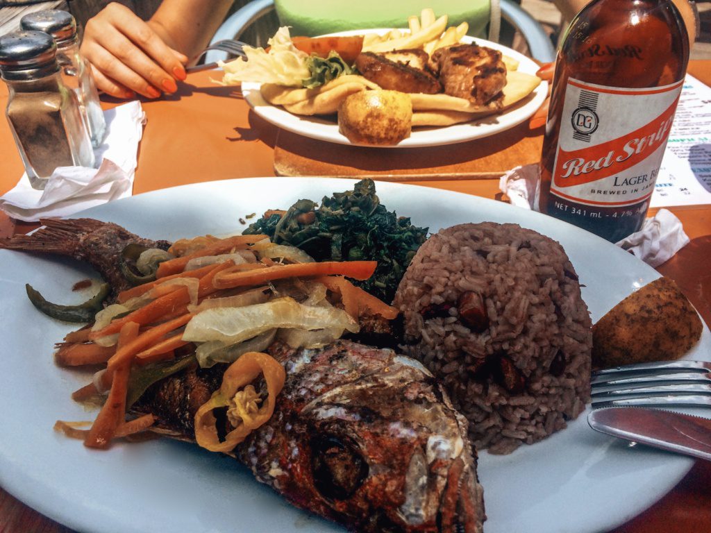 jamaican cuisine, jerk fish rice and peas