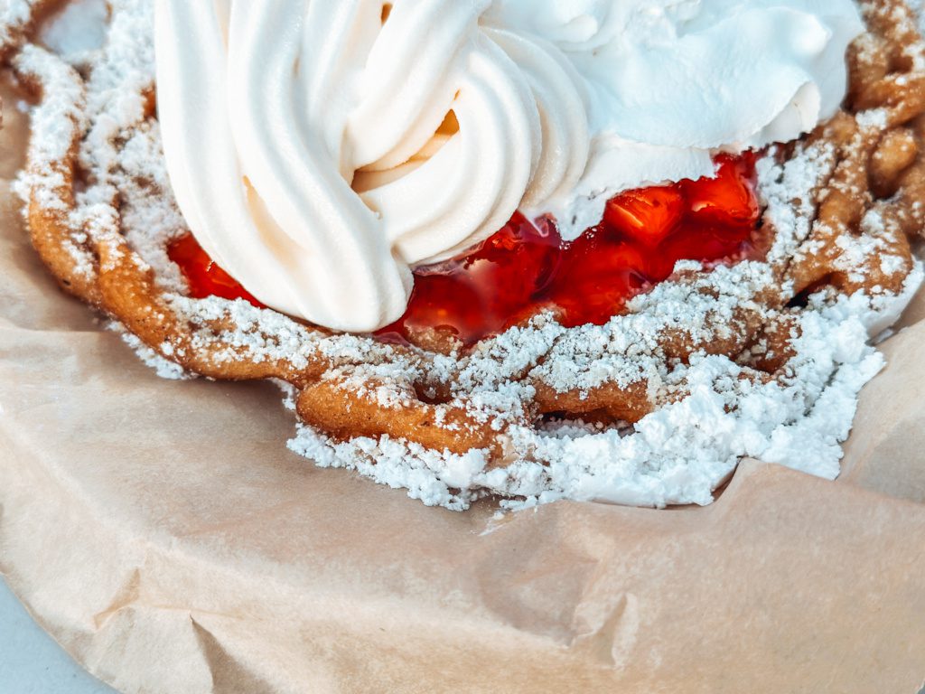 funnel cake with strawberries