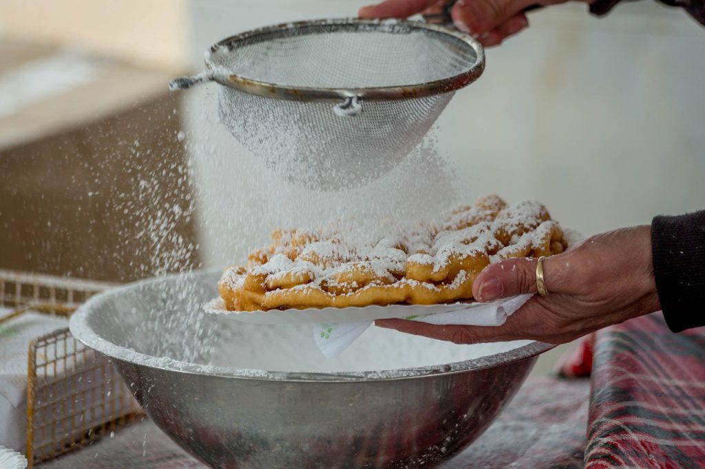 funnel cake with powdered sugar