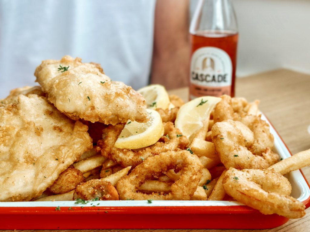 fish platter at the lobster shack in bicheno east tasmania