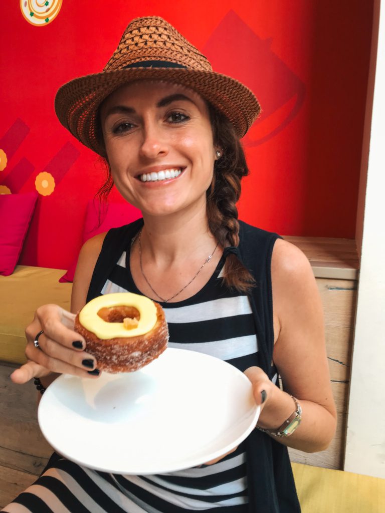 girl eating cronut