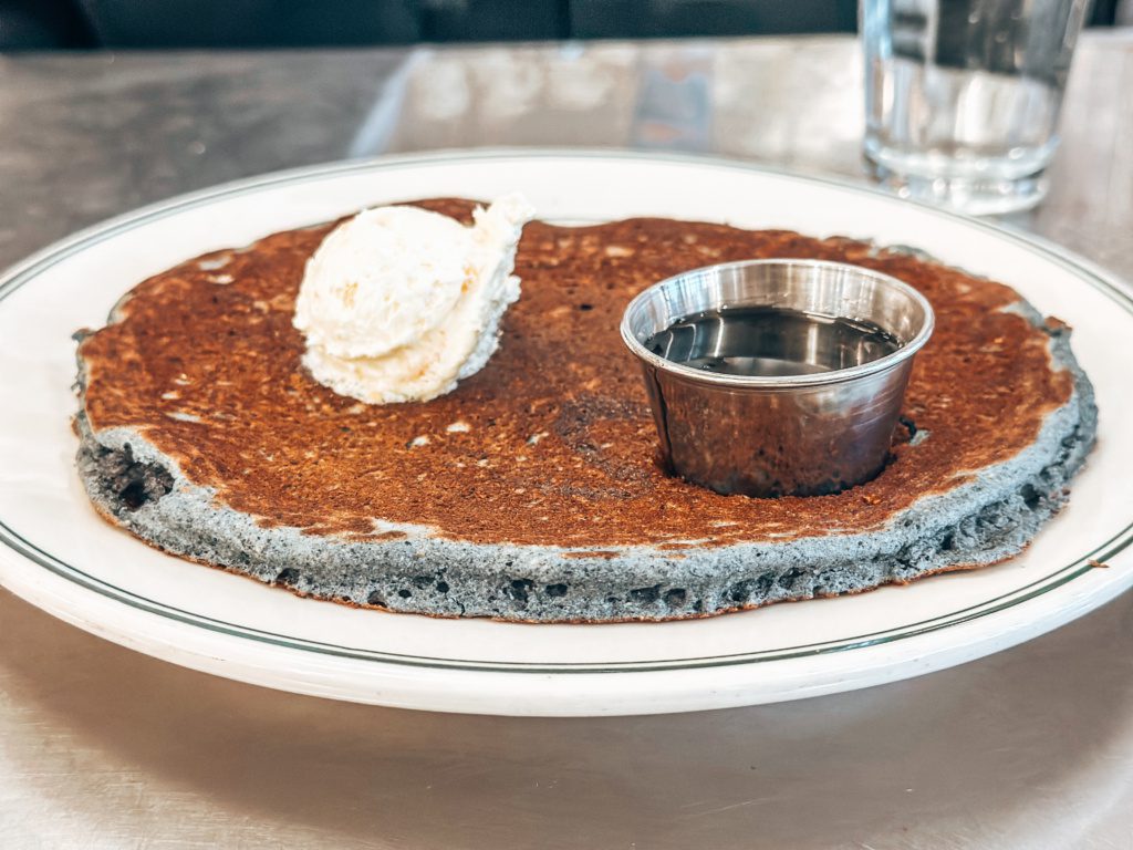 blue corn pancakes at plaza cafe santa fe new mexico
