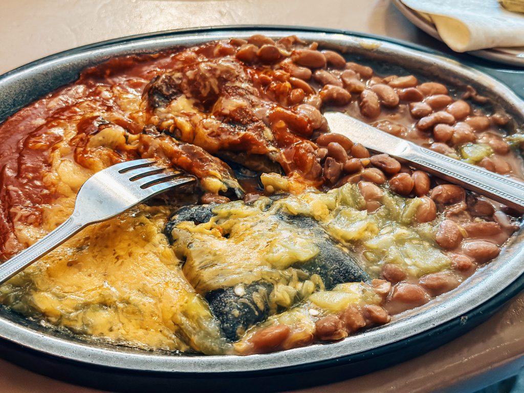 tia sophia's blue corn enchiladas
