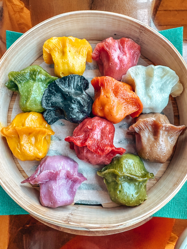 rainbow dumplings at vegan gyoza tokyo