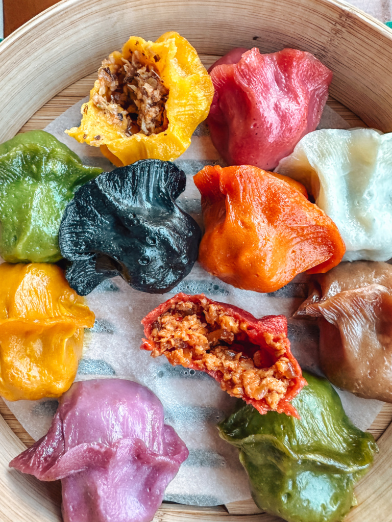 rainbow gyoza dumplings
